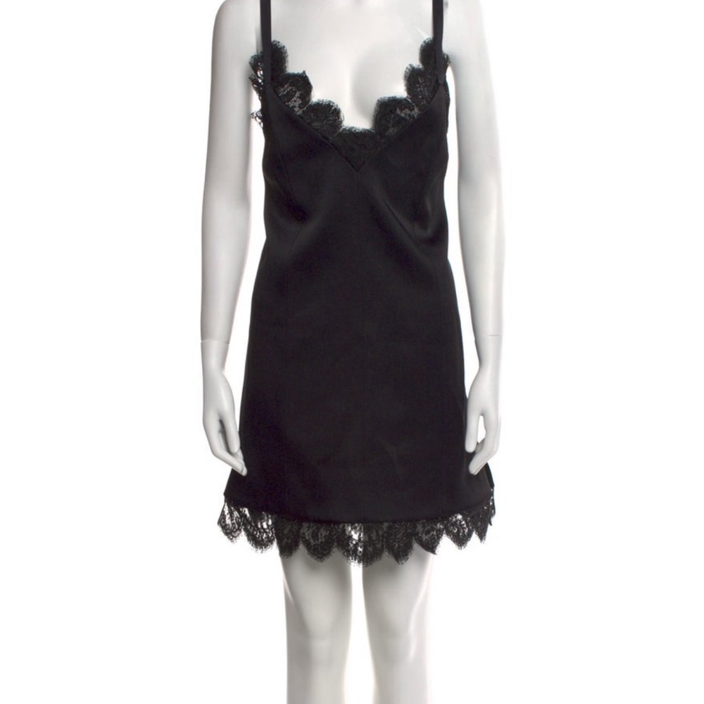 KHAITE ‘Bo’ 🆕 Luxury MSRP $2800 Lace-trim Duchesse-Satin Mini Dress. Size US 10🔥
